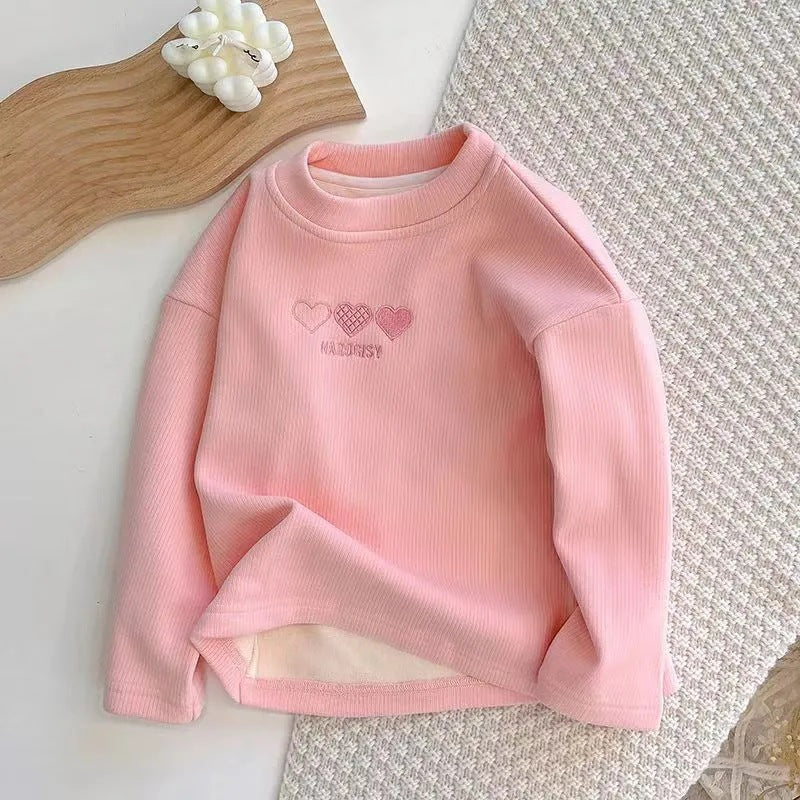 Whoelsale Solid Color Heart Plush Cotton Base Sweater